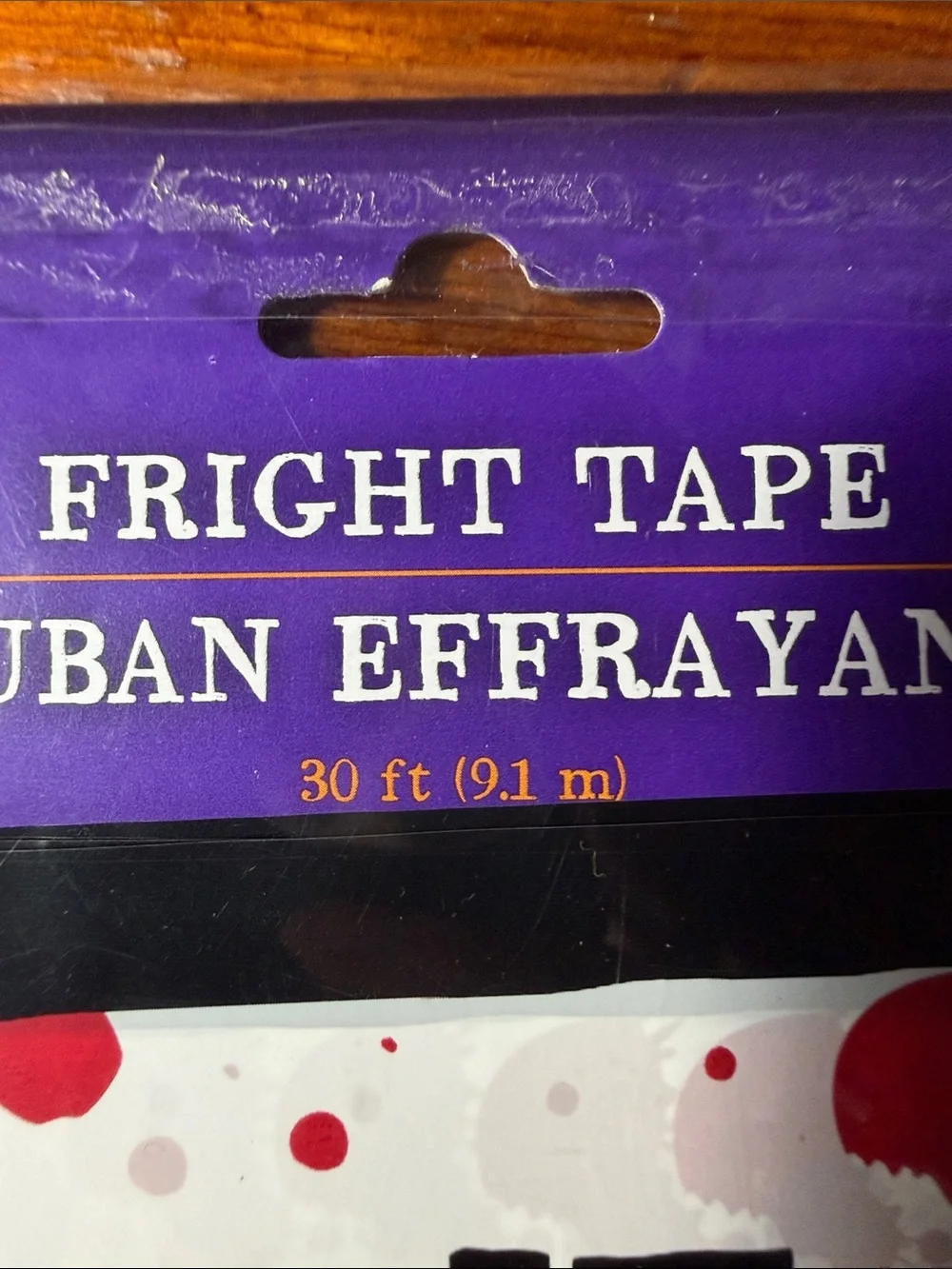 ☠️ 30’ Fright Tape 'Danger Zone' Party Tape - White with Red Splatter